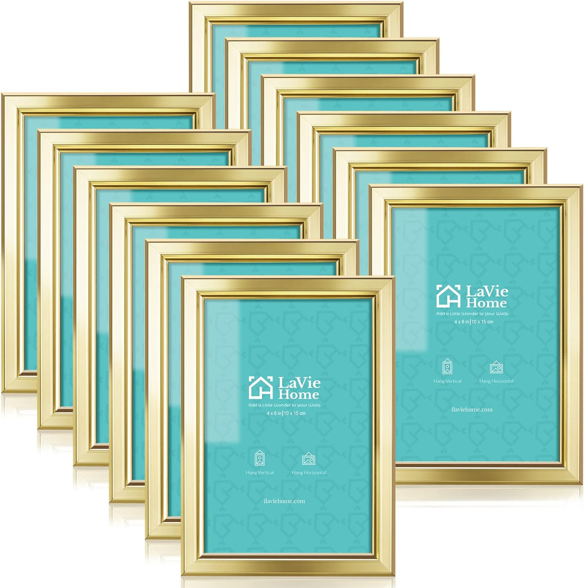 LaVie Home 4x6 Picture Frames (12 Pack, Gold) Simple Designed Photo Frame with High Definition