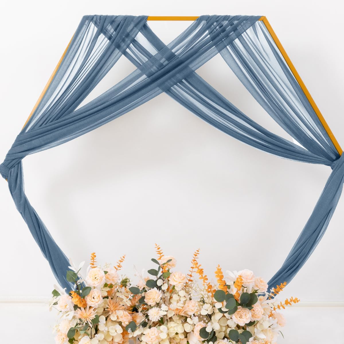 MLMC Dusty Blue Wedding Arch Draping Fabric 1 Panel 29" x 20 FT Extra Long Gauze Drapes Sheer