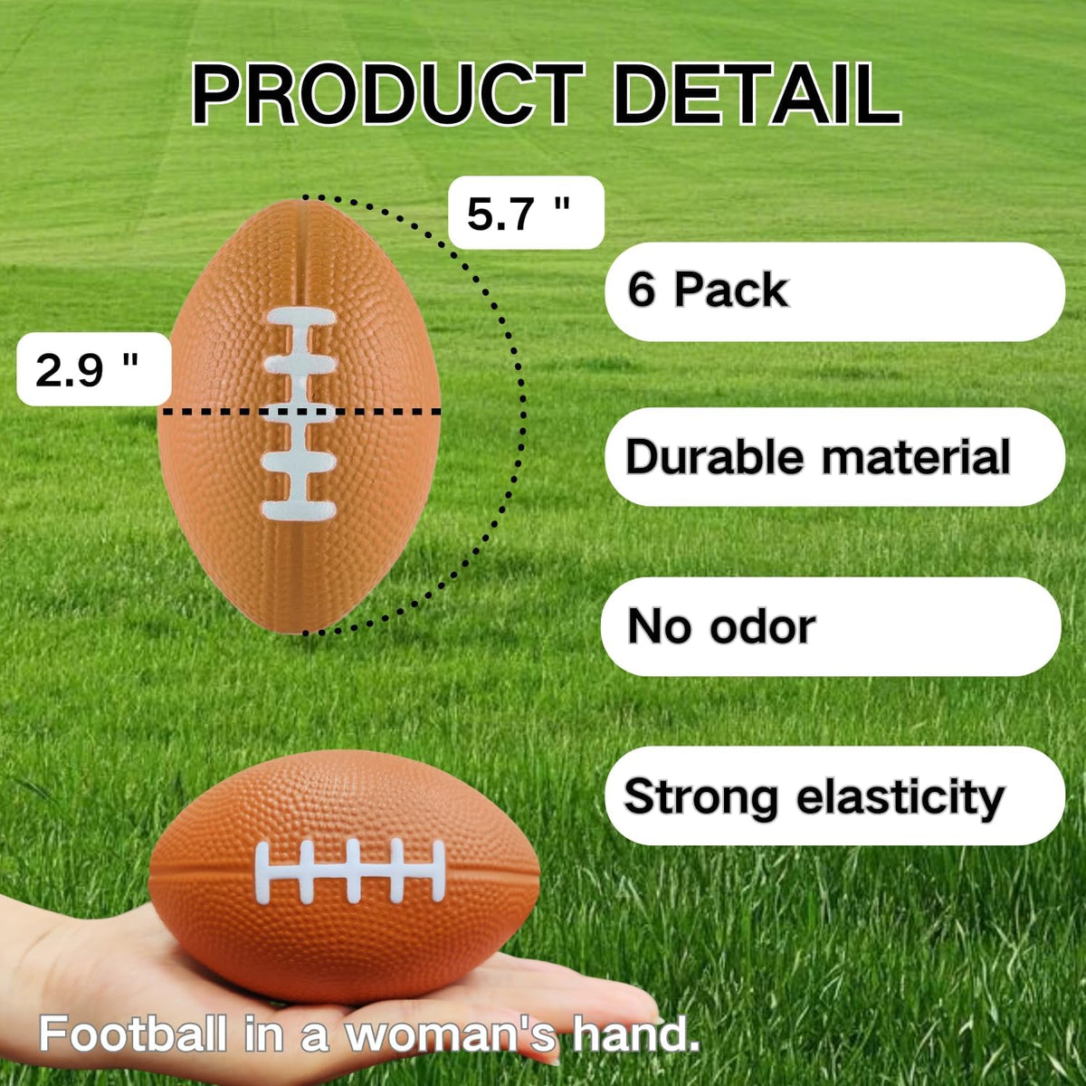 ALISSAR 6-Pack 5.7" Mini Football Stress Balls, Mini Foam Footballs for Football Party Superbowl