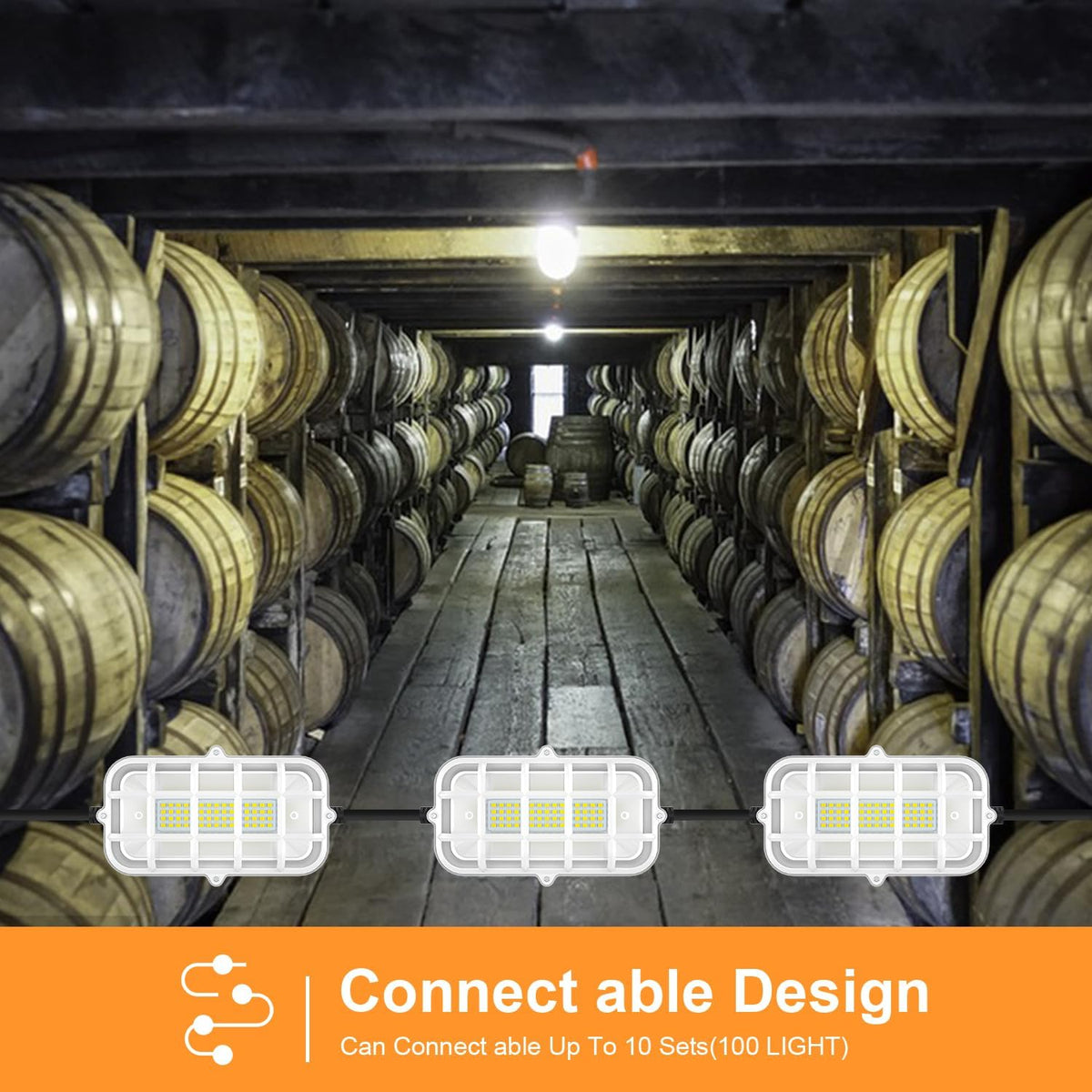 100ft LED Construction String Lights 300W Super Bright 30000LM Work Lights String Connectable