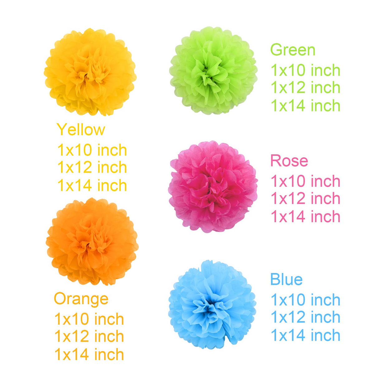 Livder Paper Flowers Bright Colorful Tissue Paper Pom Poms for Party Birthday Wedding Christmas