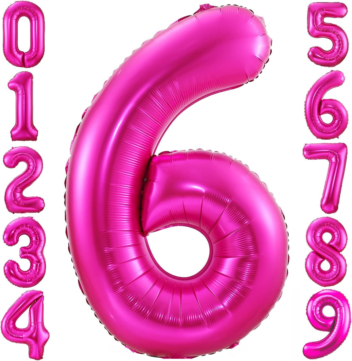 Hot Pink 6 Balloon,40 Inch Number 6 Balloon,6 Birthday Balloon Decorations, Foil Mylar Helium 6