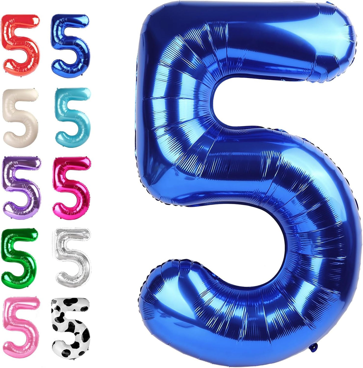 Navy Blue 40 Inch Large Number 5 Birthday Balloon, Five 5th 15 25 35 50 55 Birthday Celebration