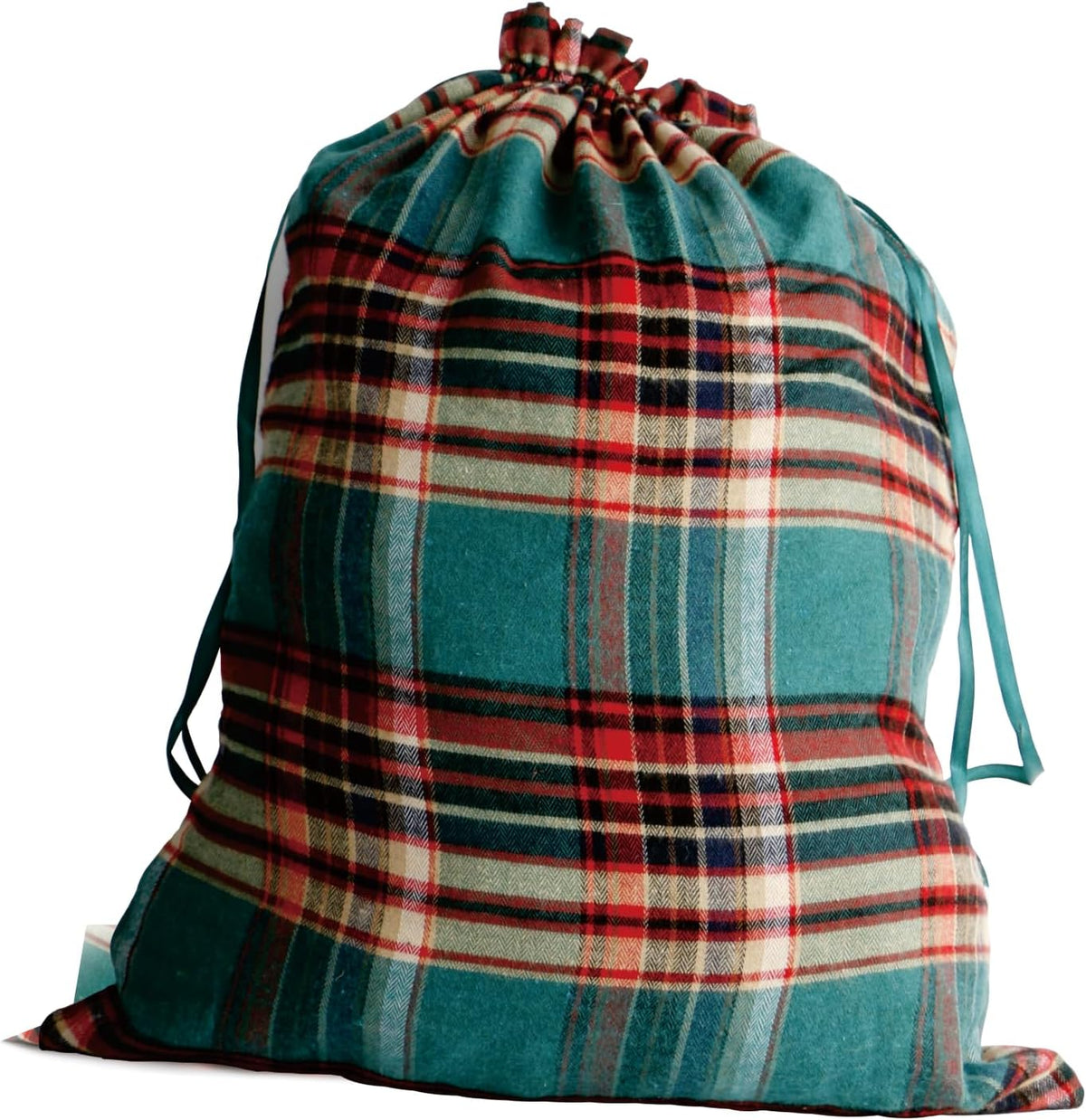 Meseey Large Christmas Gift Bags with Drawstrings Red Green Buffalo Plaid Reusable Sacks Bags Brown