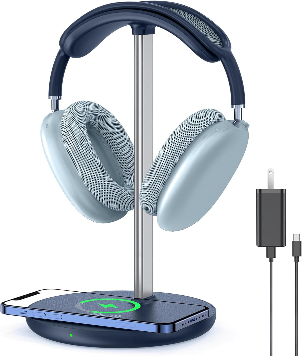 Headphone Stand with Wireless Charger, Gaming Headset Holder Hanger Rack 2 in 1 Wireless Charging