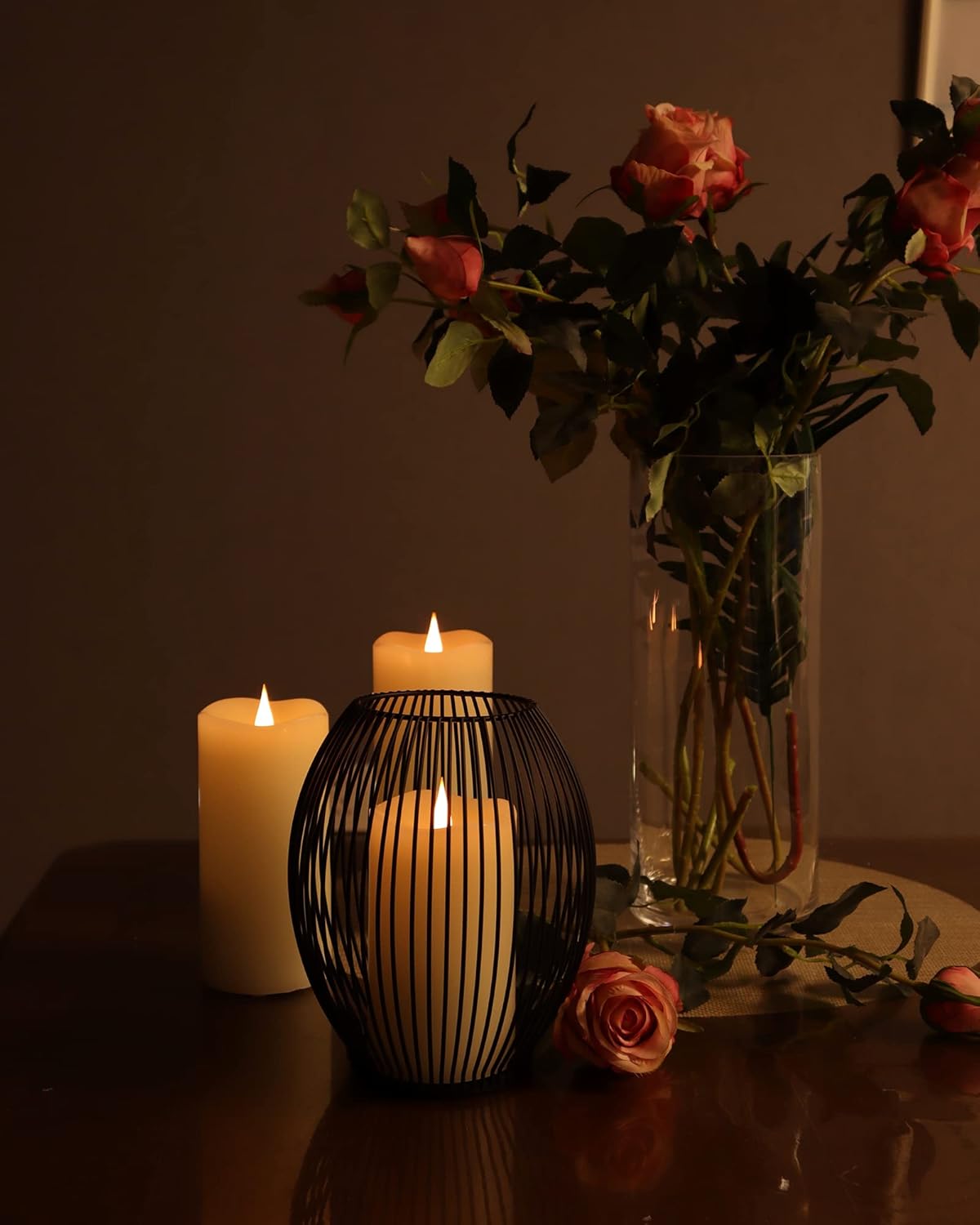 Flickering Flameless Candles with 3D Moving Flame Set of 3(H 5" 6" 7" x D 3"), Last 1000+ Hours