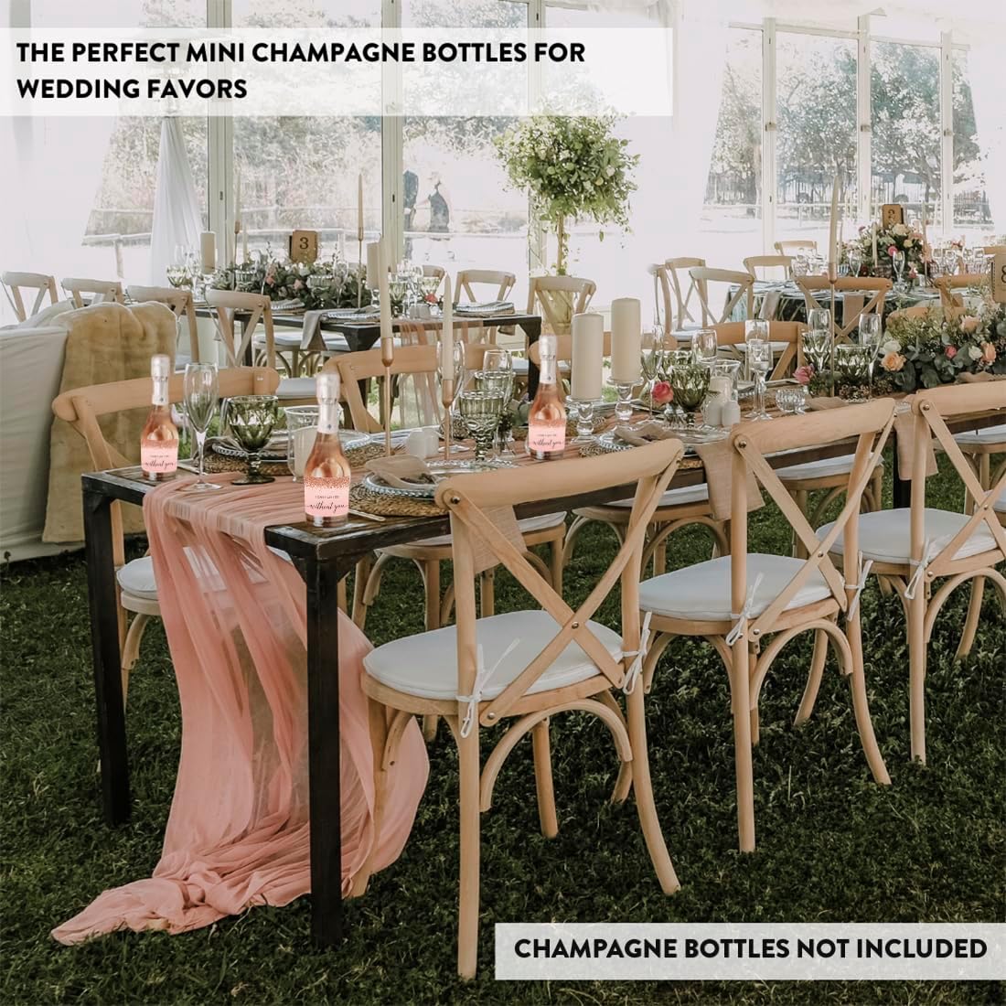 Andaz Press Mini Champagne Wine Bottle Labels, I Can'T Say I Do Without You, Blush Pink Faux Rose