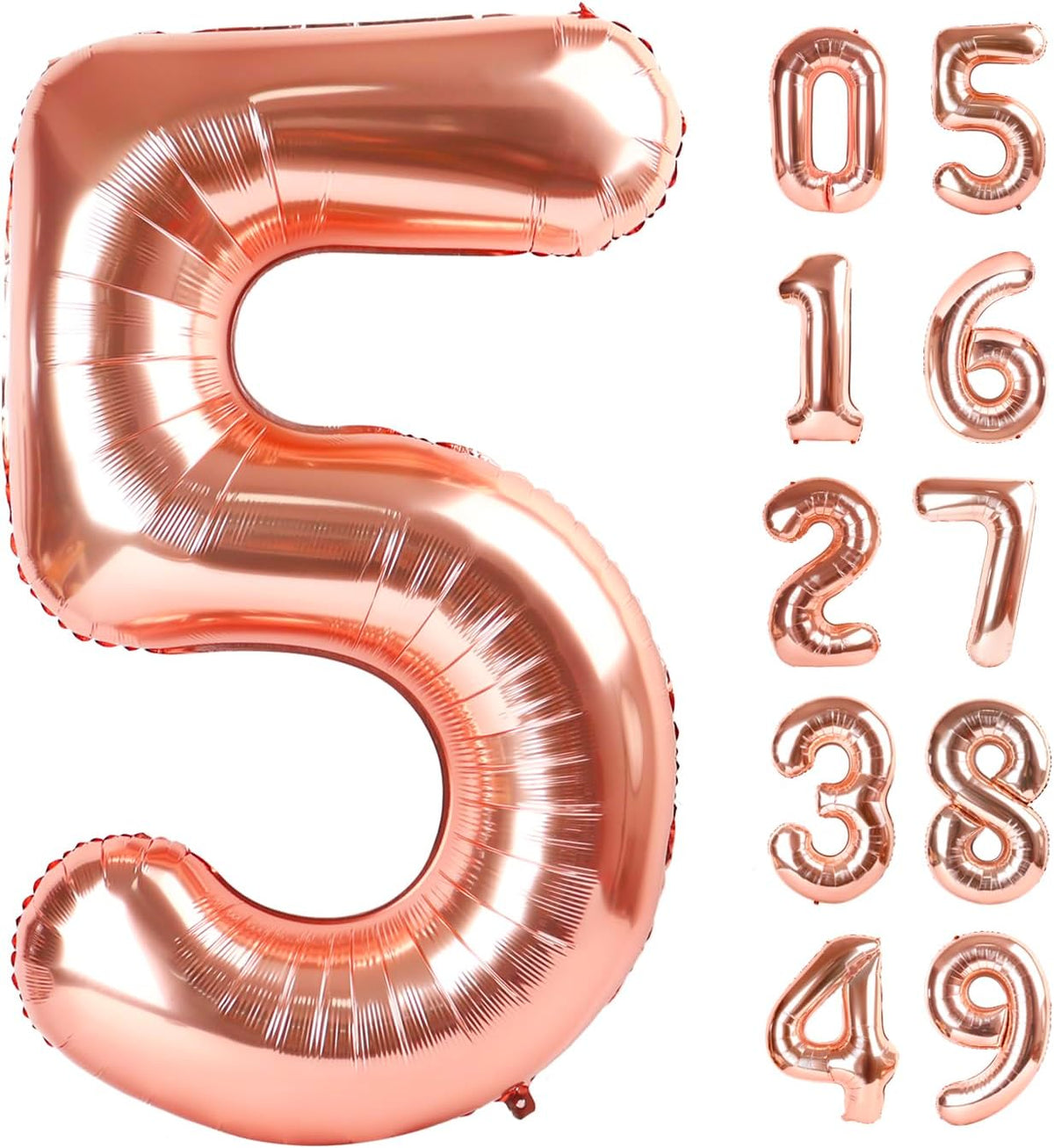 Rose Gold 40 Inch Large Number 5 Birthday Balloon, 2025 Five 5th 15 25 35 50 55 Birthday