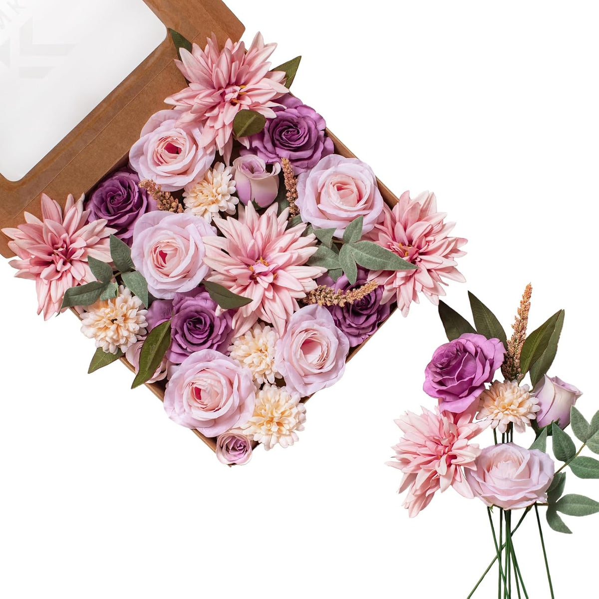 FANKO Rose Artificial Flowers Combo for DIY, Fake Purple Rose Artificial Silk Flowers with