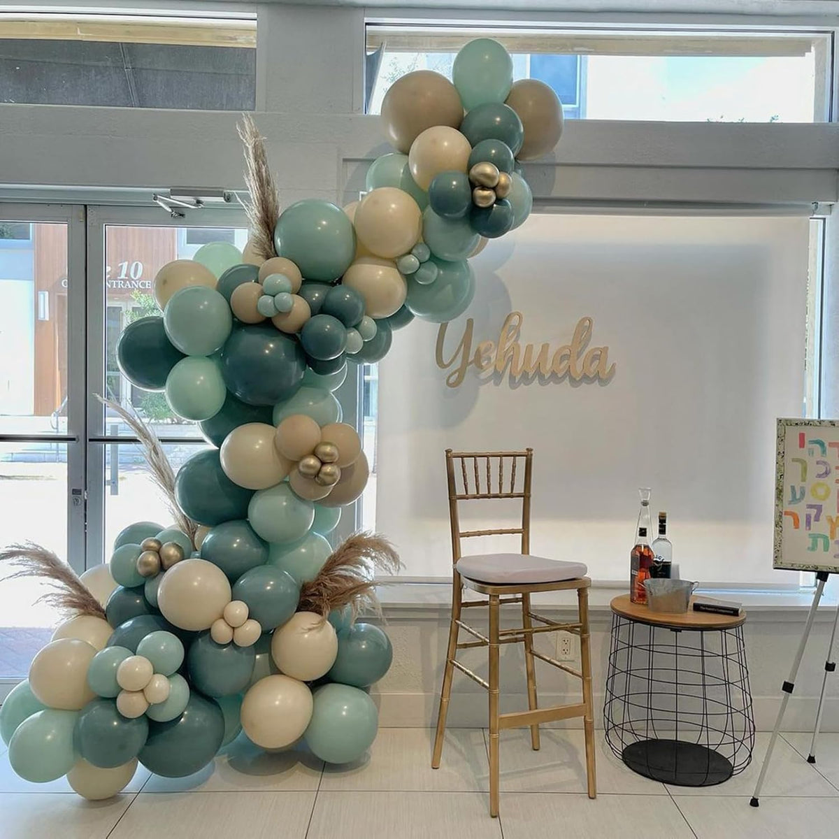 60 Pack Dusty Blue Gold Balloons, Slate Blue White Sand Teal Turquoise Crem Beige Latex Balloon Set
