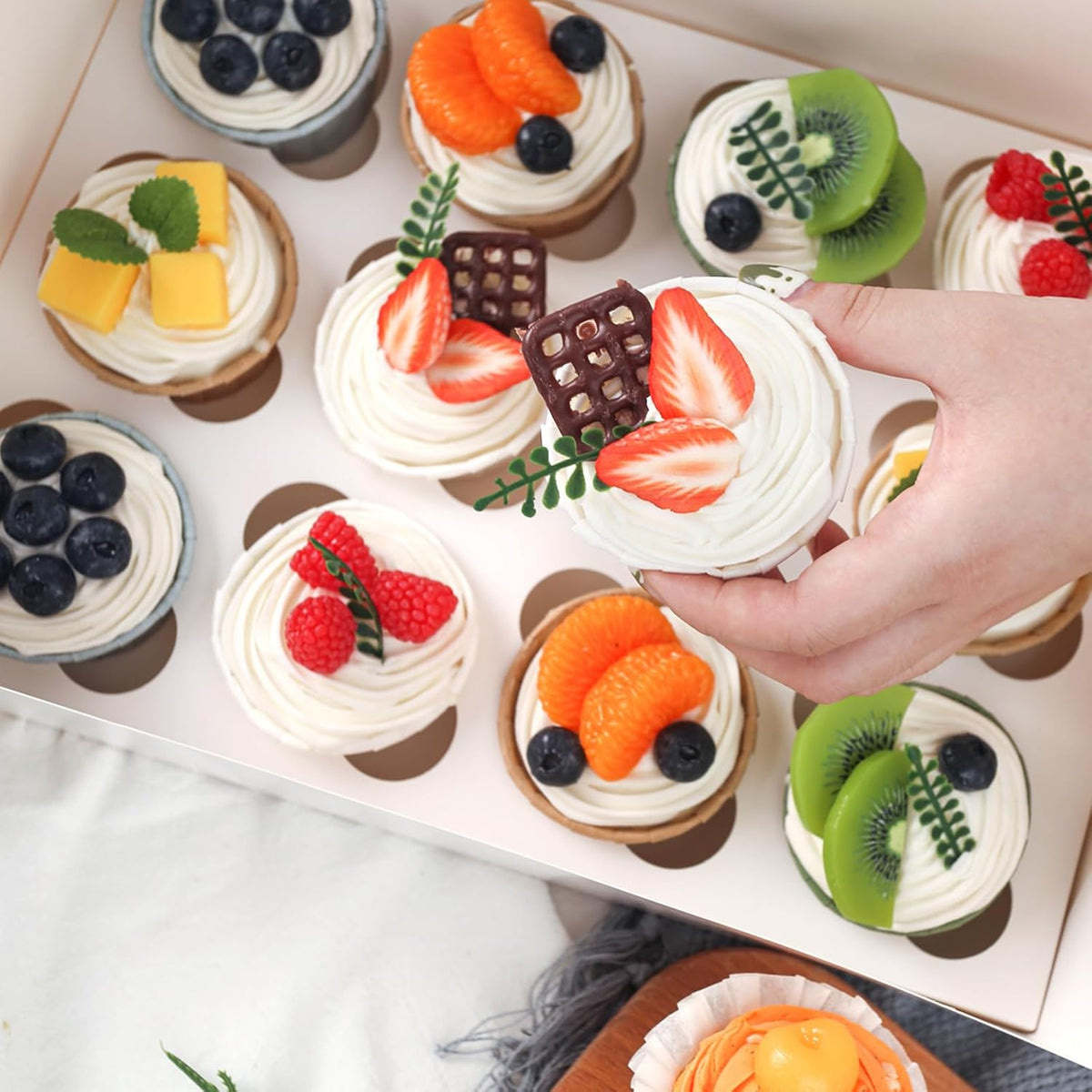 VGOODALL 2PCS White Cupcake Container, 12 Count with Window Boxes Holding 24 Pastry Box for