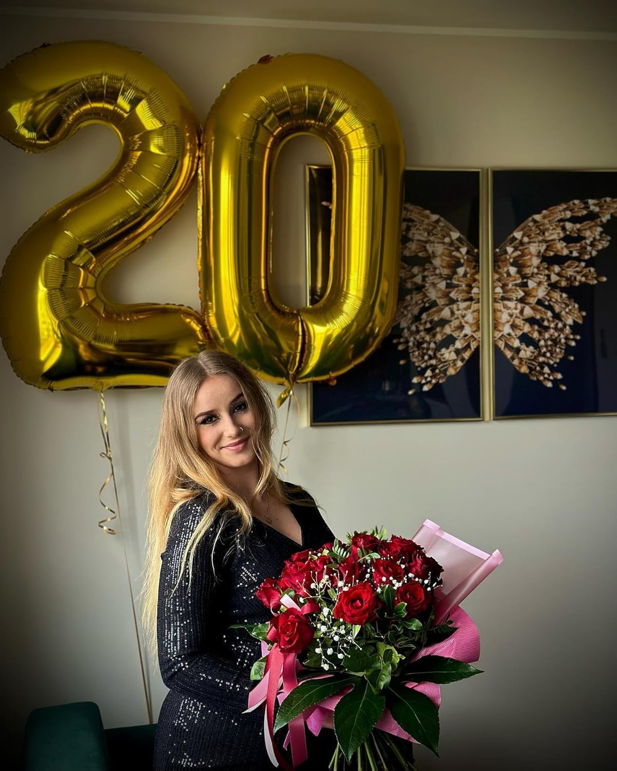 Gold 40 Inch 0 Number Balloons, 0 Decorations for 10 20 30 40 50 60 70 80 90 100 Birthday, Foil