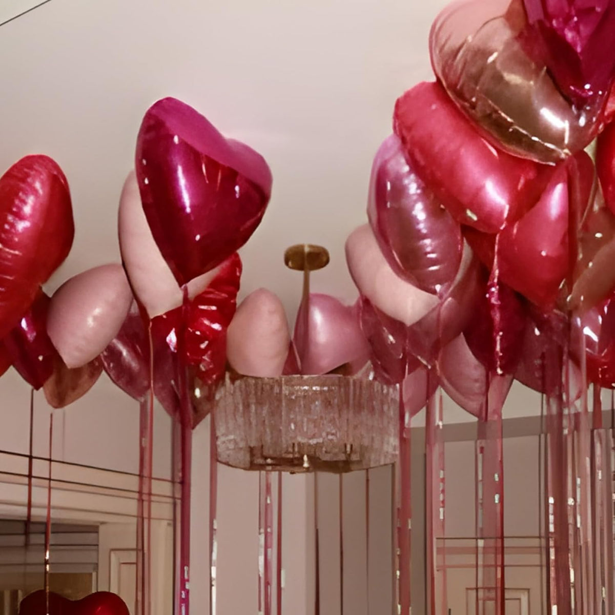 Pink Heart Balloons, 18 Inch Light Pink Heart Shape Balloons, 12PCS Rose Red and Hot Pink Helium