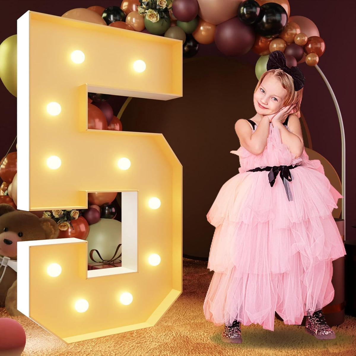 imprsv 4FT Marquee Numbers, Light Up Numbers 5 for 15th 50th Birthday Decorations, Large Light Up 5
