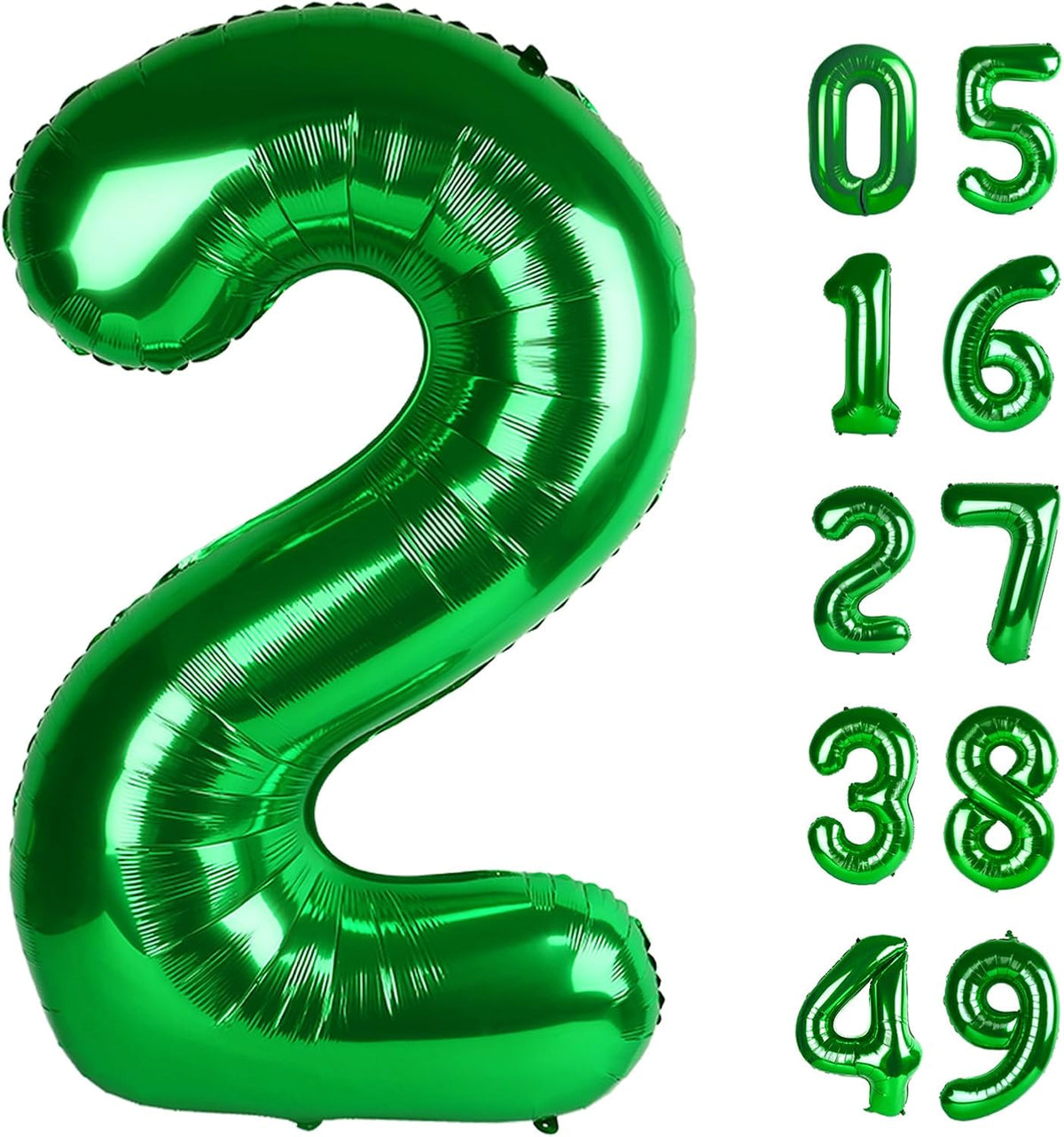 Green 40 Inch Big Number Balloon Birthday Decoration, Number 2 Helium Balloon 12 20 22 23 24 26
