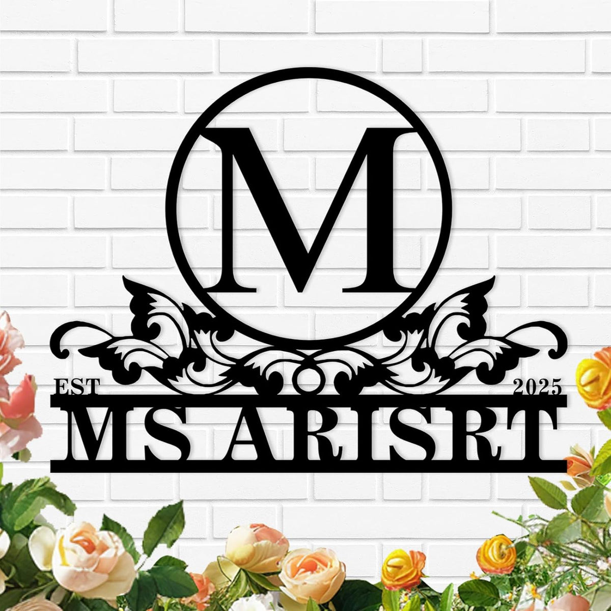 Custom Metal Name Sign, Personalized Family Last Name Signs for Home, Split Letter Monogram Wall