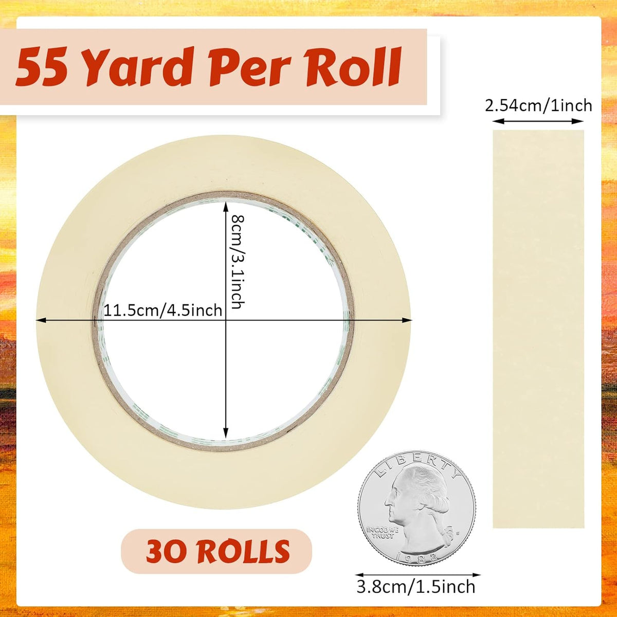 Masking Tape Bulk General Purpose Masking Painting Tape 55 Yards for Painting Home Office School