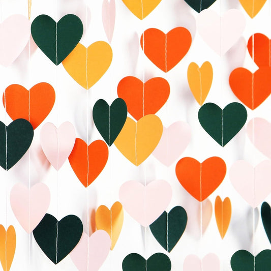 Pink Green Orange Party-Decorations Heart-Garland - 52ft Little Cutie Baby Shower Hanging
