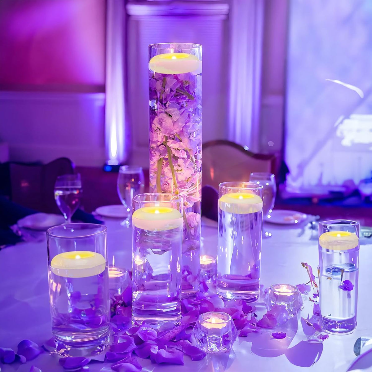 24 Pack 3” Flameless LED Floating Candles, Water-Activated Battery Operated Floating Candle