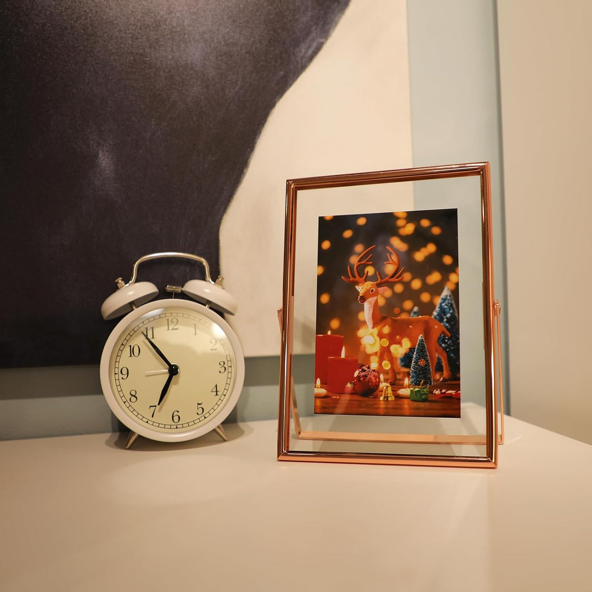 Rose Gold Floating Frame, 5"x7", Vertical, For Picture 4x6, 3.5x5, 2x3, Tabletop Use, Classy Gift