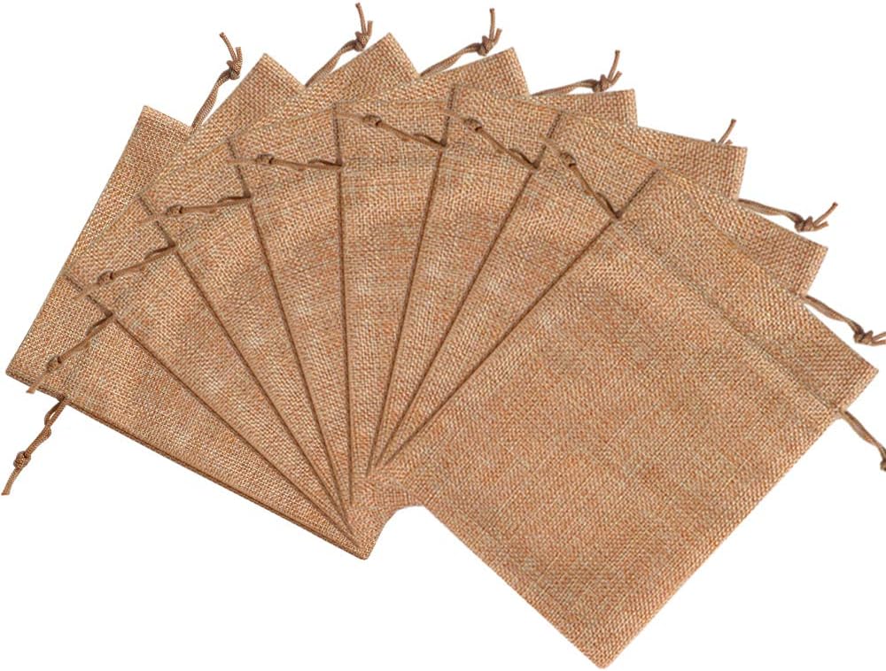 Lucky Monet 25/50/100PCS Burlap Gift Bags Wedding Hessian Jute Bags Linen Jewelry Pouches with