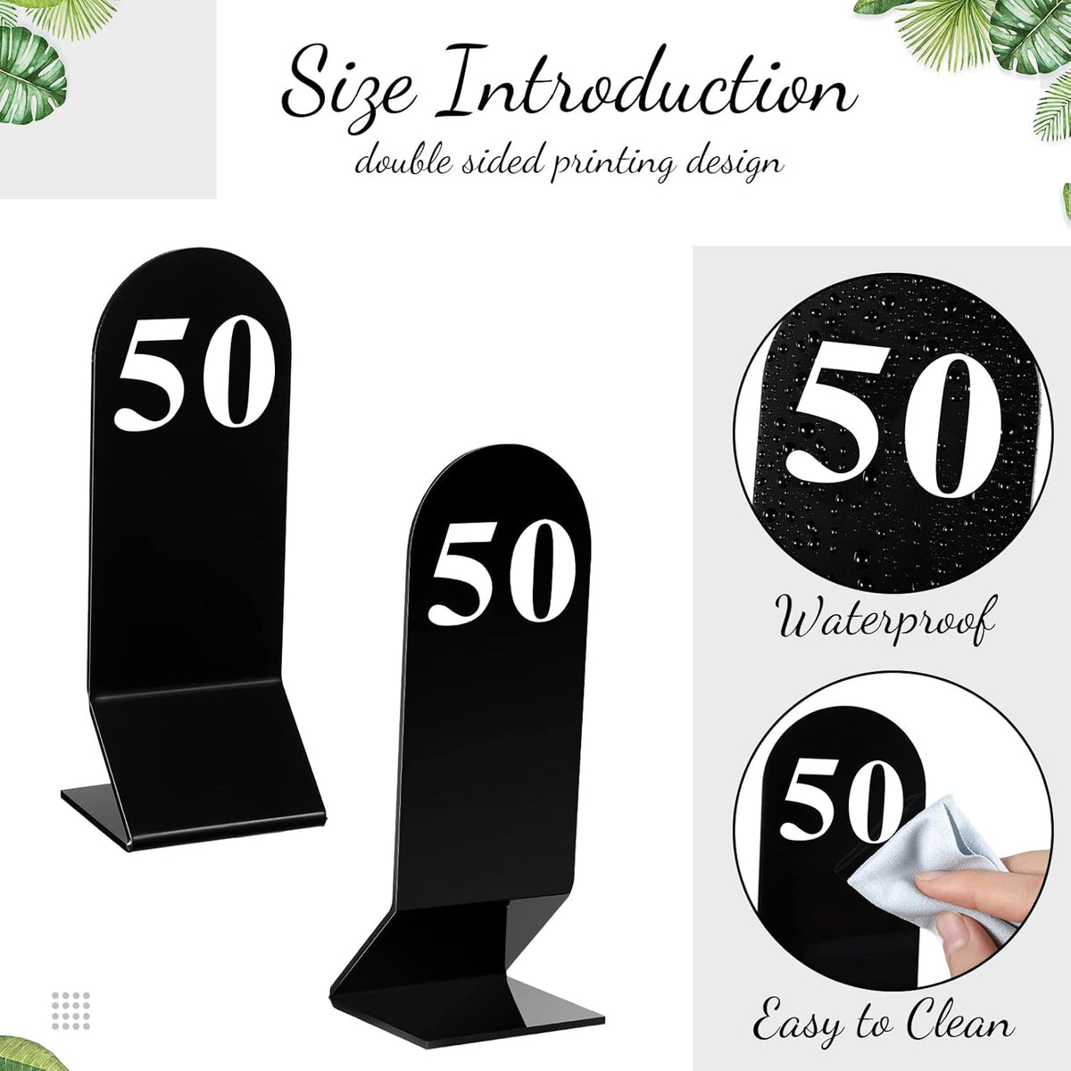 Remerry 50 Pcs Table Numbers 1-50 Acrylic Double Sided Number Cards Acrylic Tent Table Holders Tent