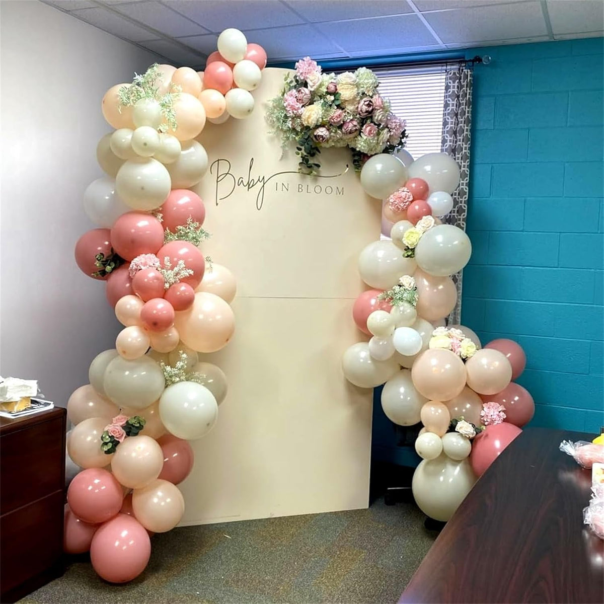 Dusty Pink and Rose Gold Balloons, 12In Retro Blush Pink Beige White Balloons with Metallic Rose