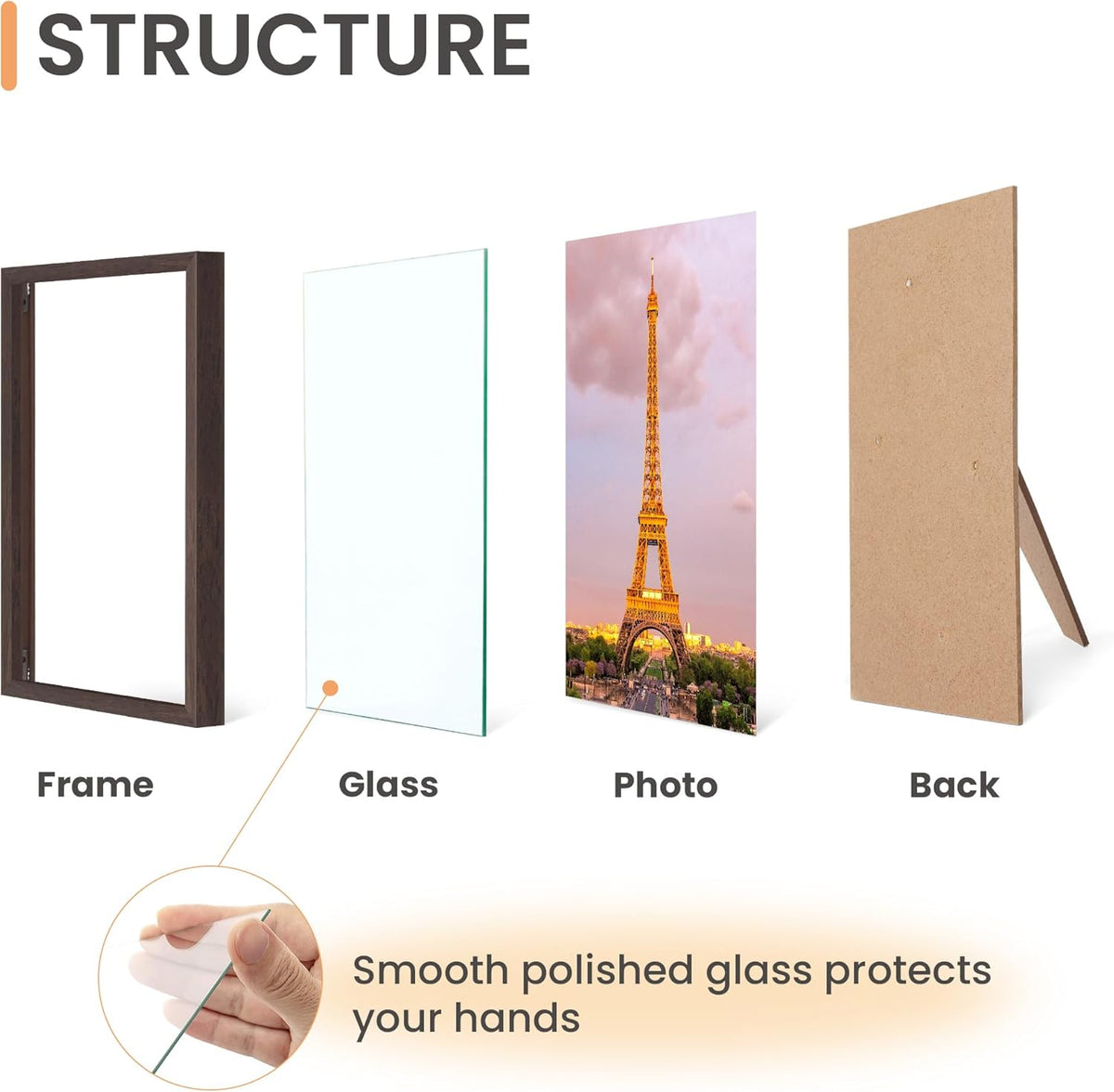 upsimples 4x6 Picture Frame Set of 3, Made of High Definition Glass for 4 x 6, Wall and Tabletop