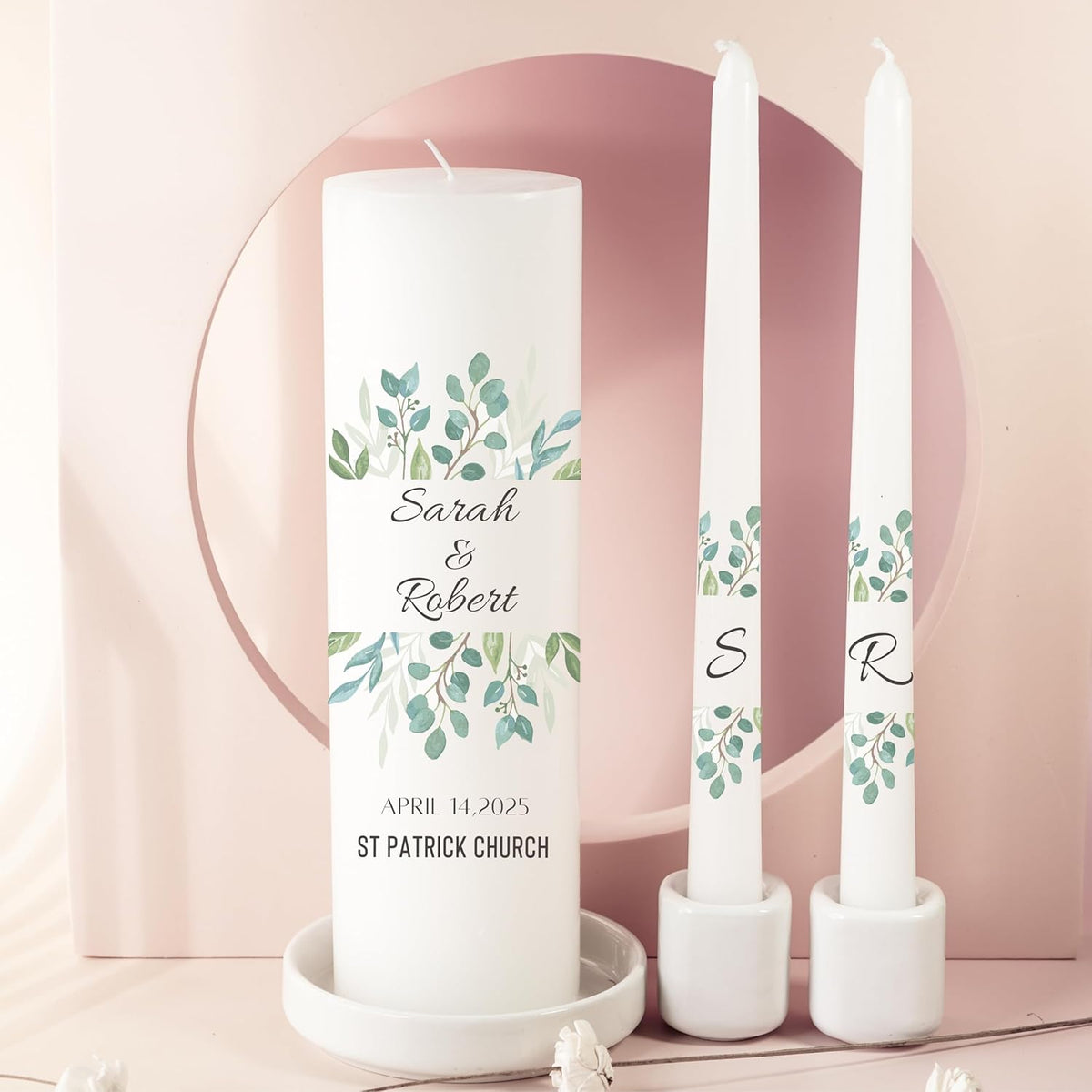 Unity Candles for Wedding, Modern Unity Set, Custom and Personalized Pillar and Taper Candles