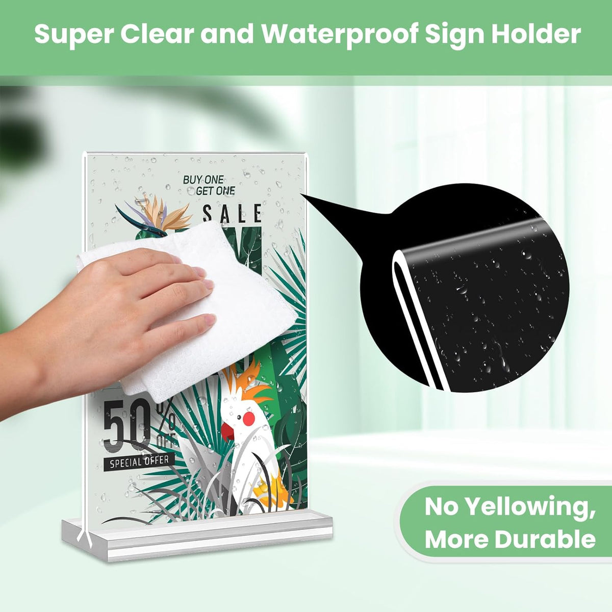 Acrylic Sign Holder 4x6, 21 Pack Clear Table Menu Vertical Double Sided Display, Plastic Menu Stand