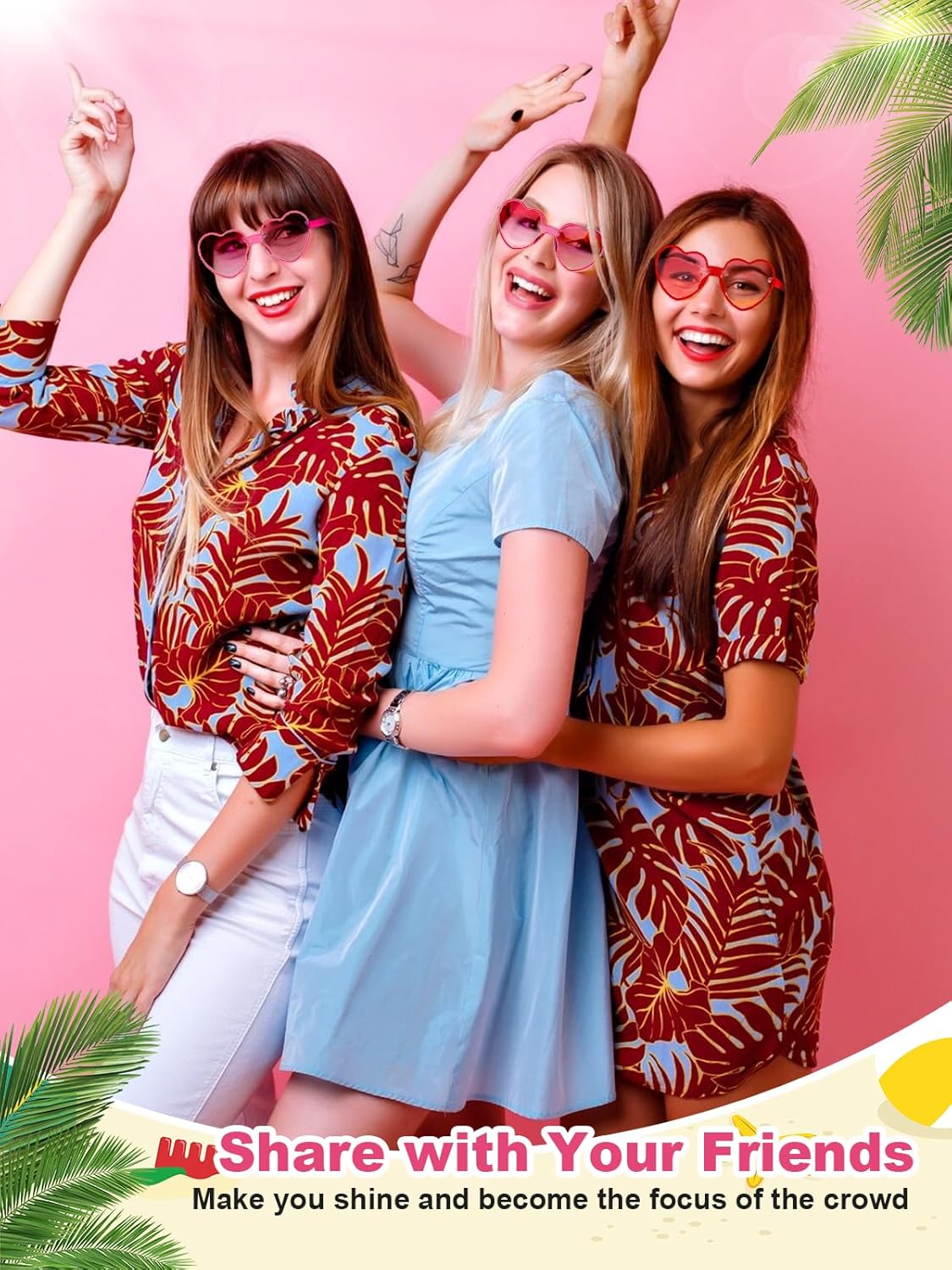 12 Pairs Heart Shaped Sunglasses for Women Colorful Glasses Fun Trendy Transparent Heart Sunglasses