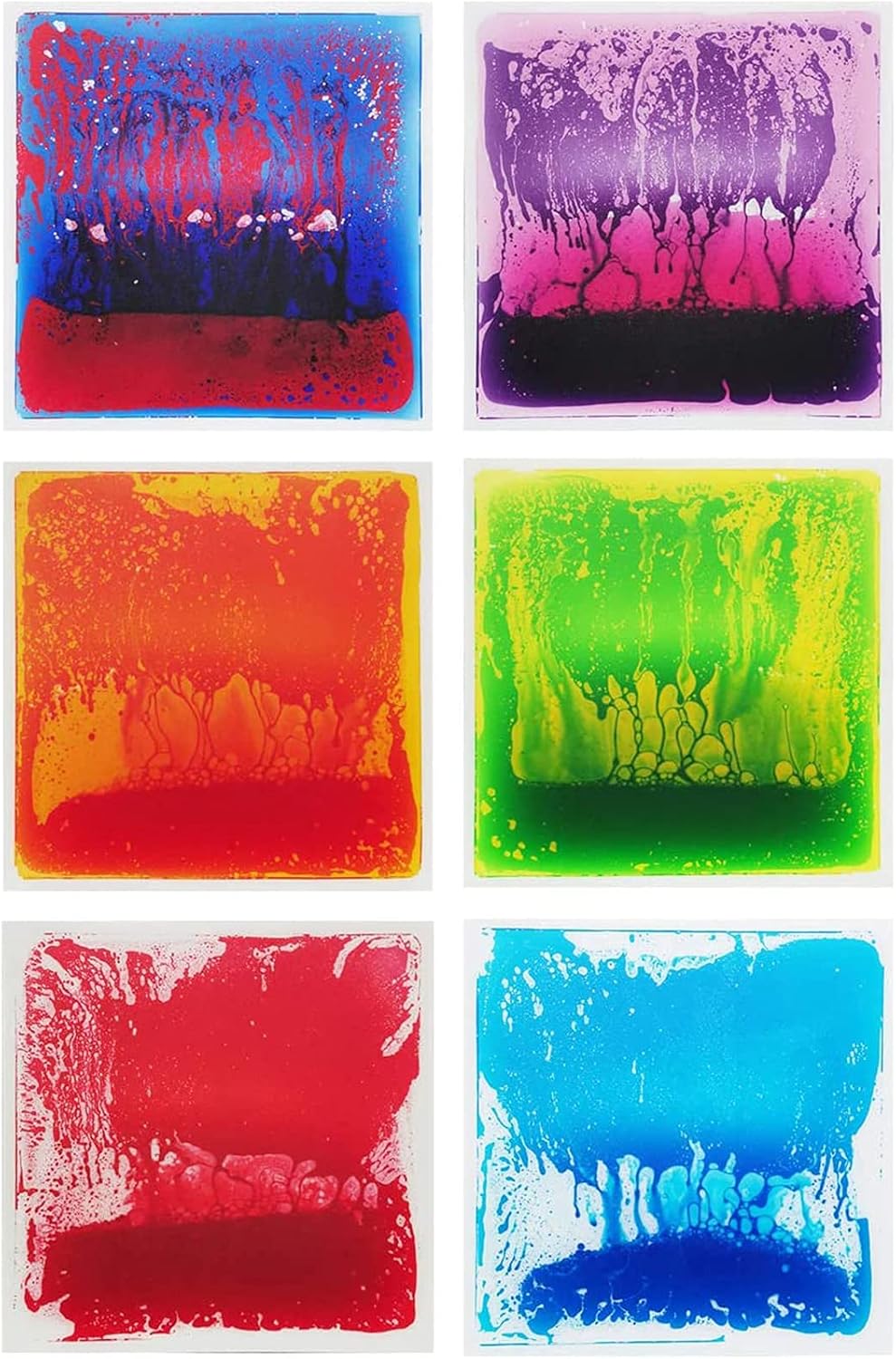 Art3d 6-Tile Sensory Room Tile Multi-Color Exercise Mat Liquid Encased Floor Playmat Kids Play