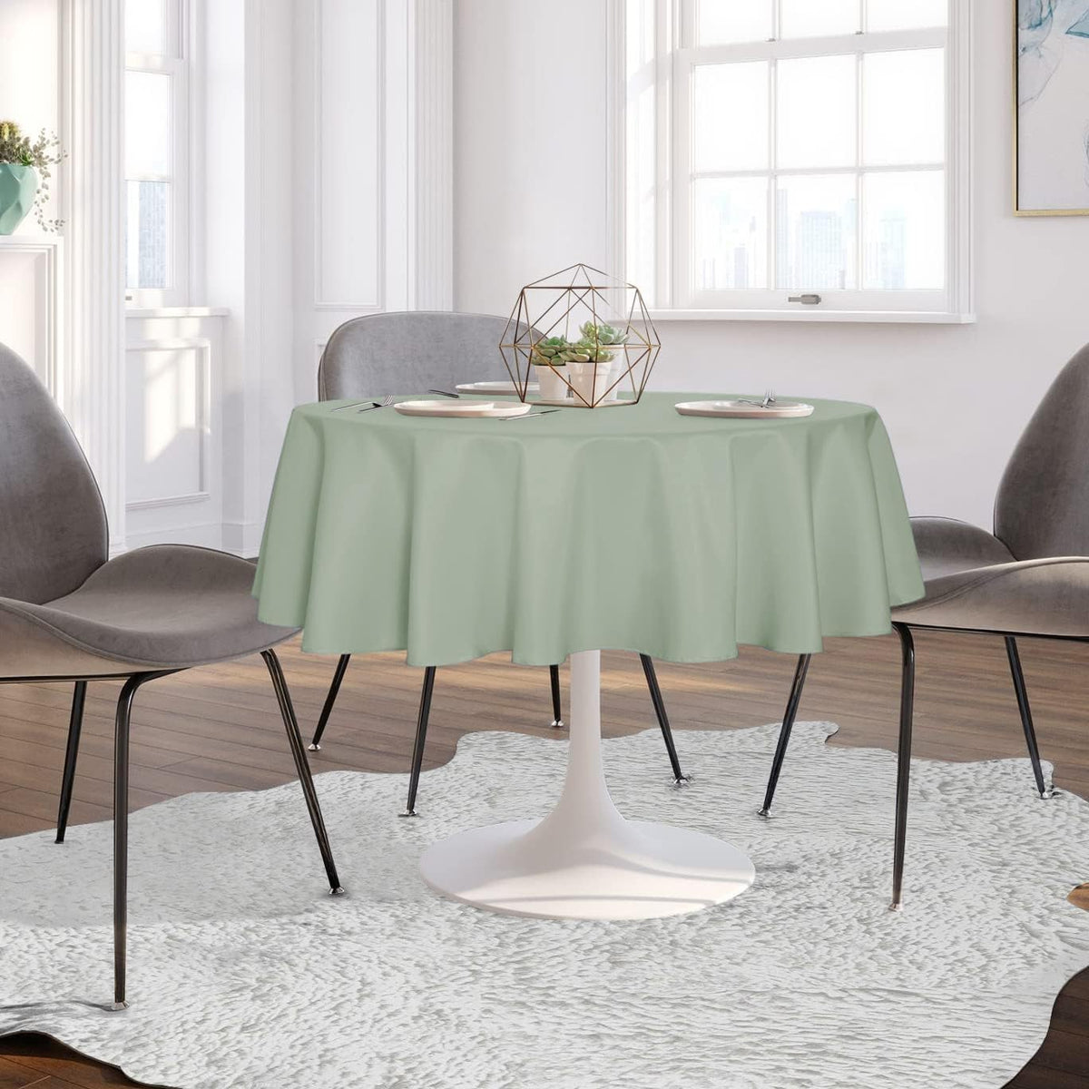 sancua Round Tablecloth - 60 Inch - Water Resistant Spill Proof Washable Polyester Table Cloth