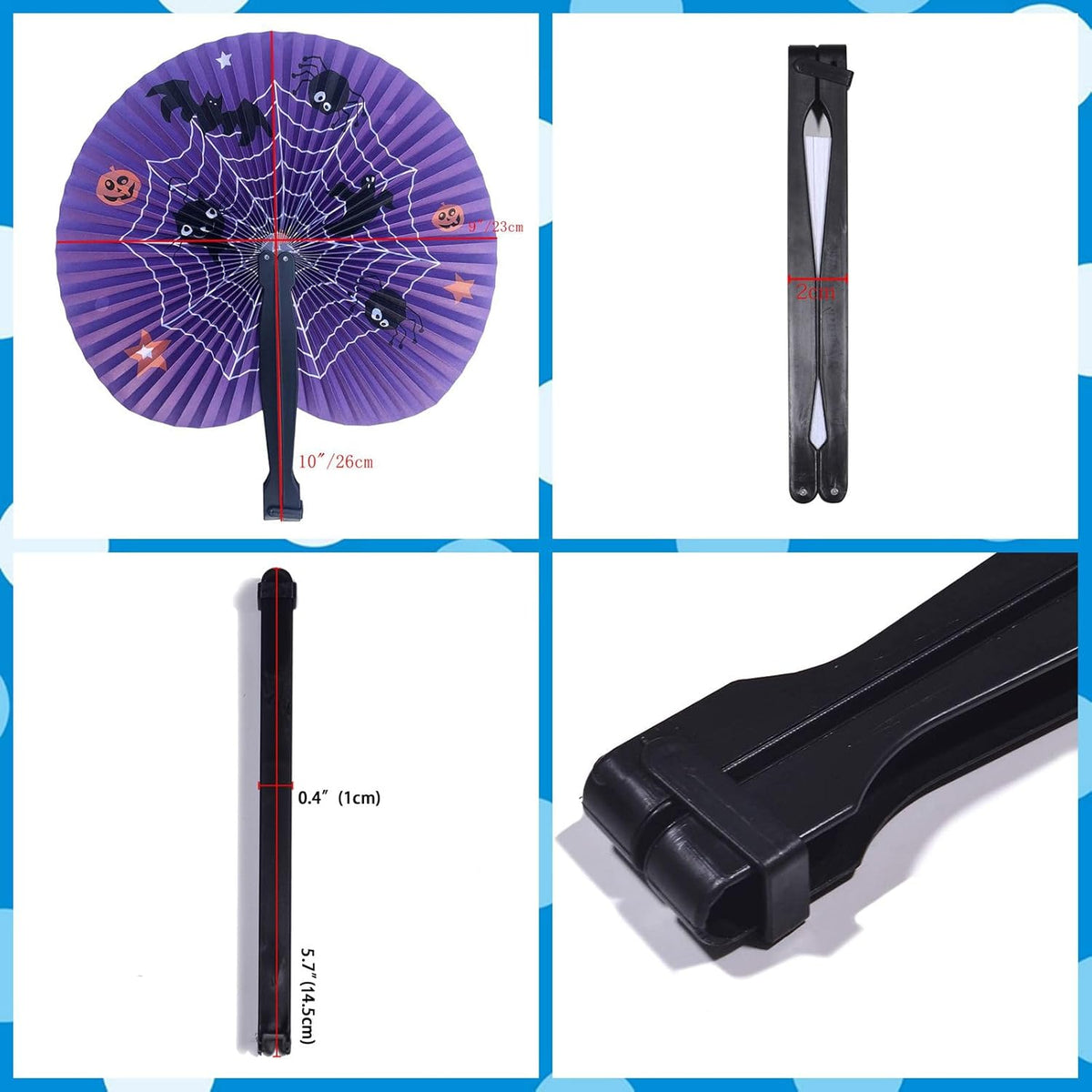 20 Pack Halloween Party Decoration Handheld Folding Paper Fan Bulk Set for Halloween Party Supplies