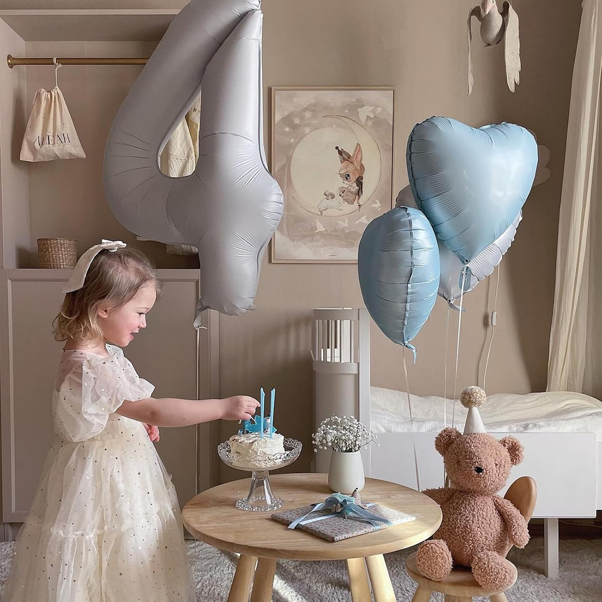Baby Blue Heart Balloon, 10PCS Blue Foil Heart Balloons, 18inch Pastel Blue Heart Shape Balloons