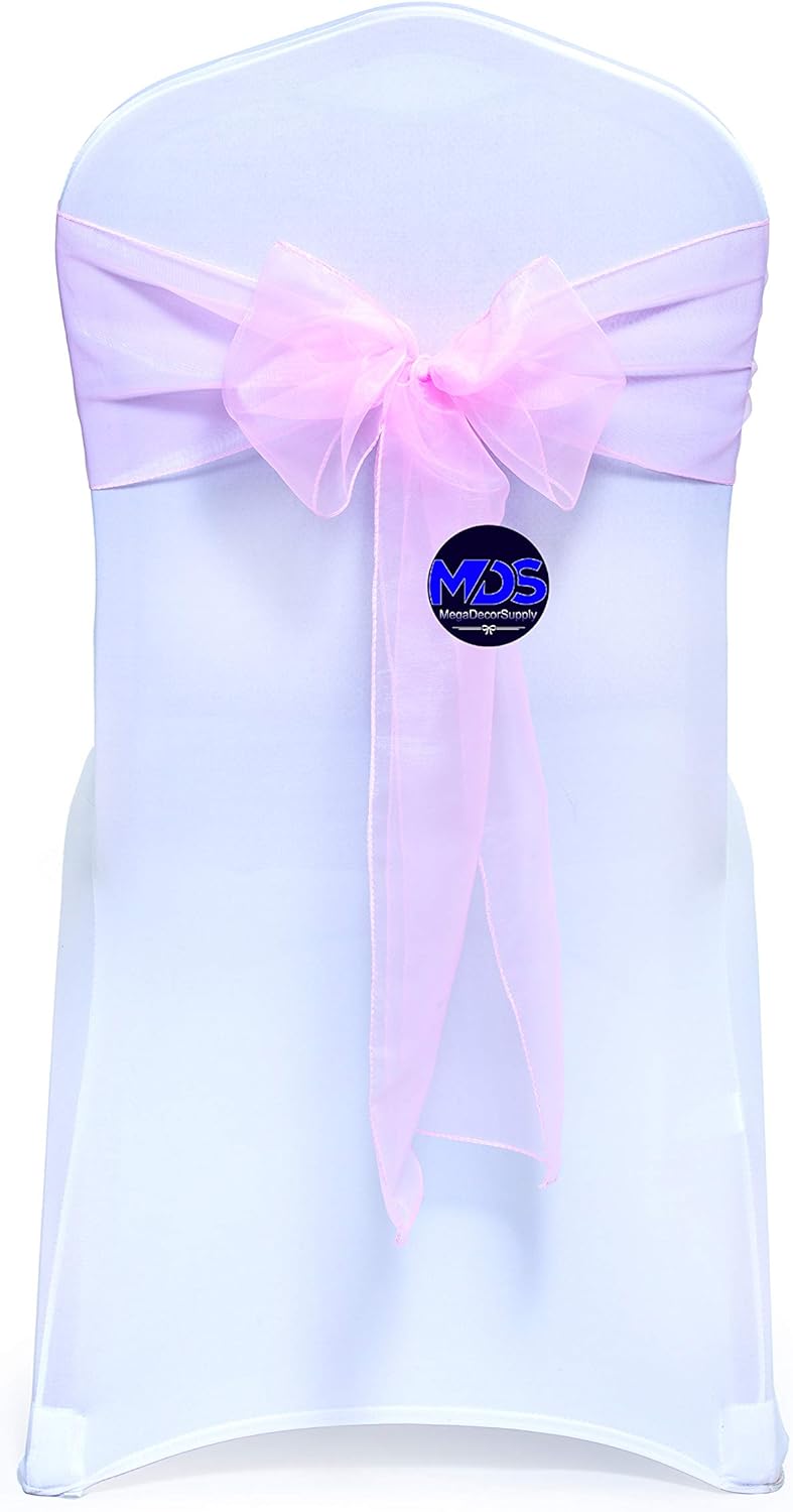 MDS Pack of 300 PCS Organza Chair Sashes Wider Dining Chair Bows Ribbon Tie Back for Wedding Party