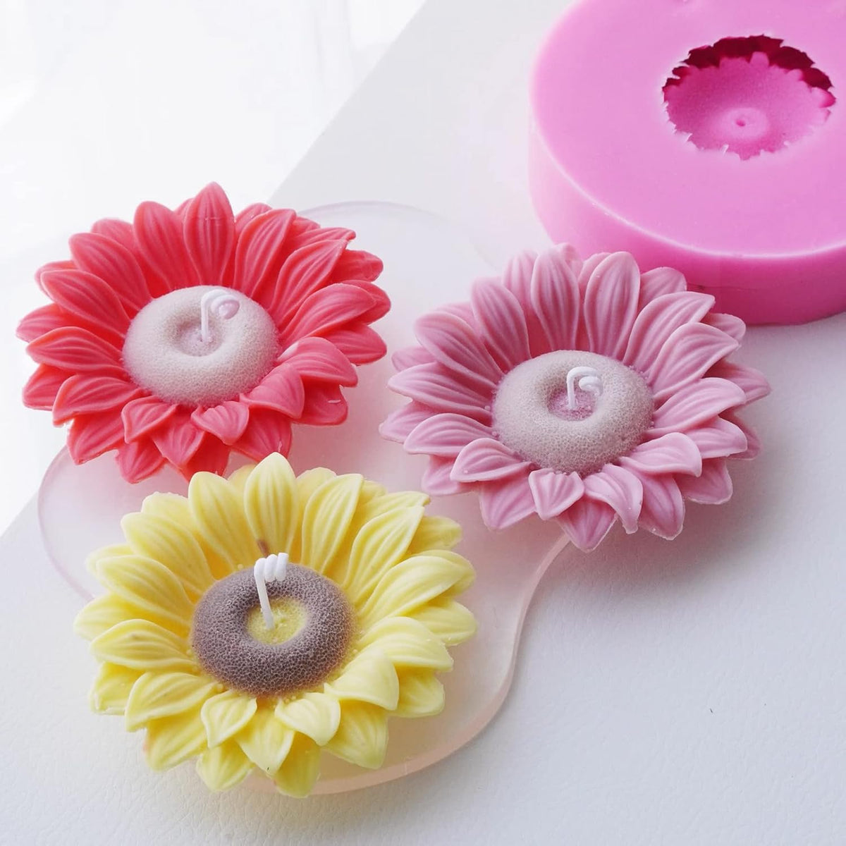 Wehous 2PCS Large Sunflower Silicone Molds, 3D Flower Silicone Molds for Chocolate Fondant Cake
