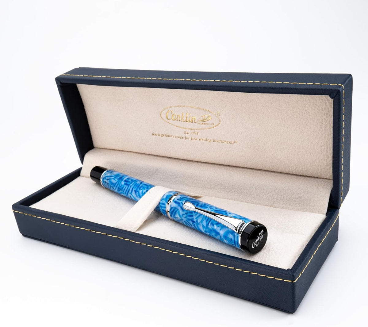 Conklin Duragraph Fountain Pen Ice Blue - Medium Nib, Timeless Writing Instrument with Cool Blue