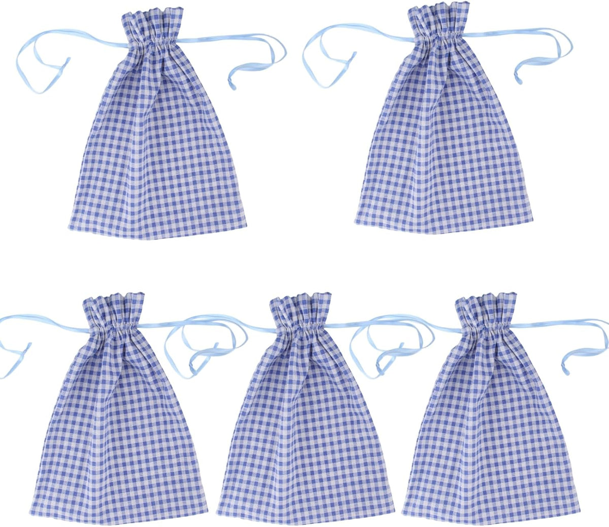 Meseey 5 Pcs Large Buffalo Plaid Burlap Bags with Drawstring Gift Bags Gingham Sacks Bags Gift