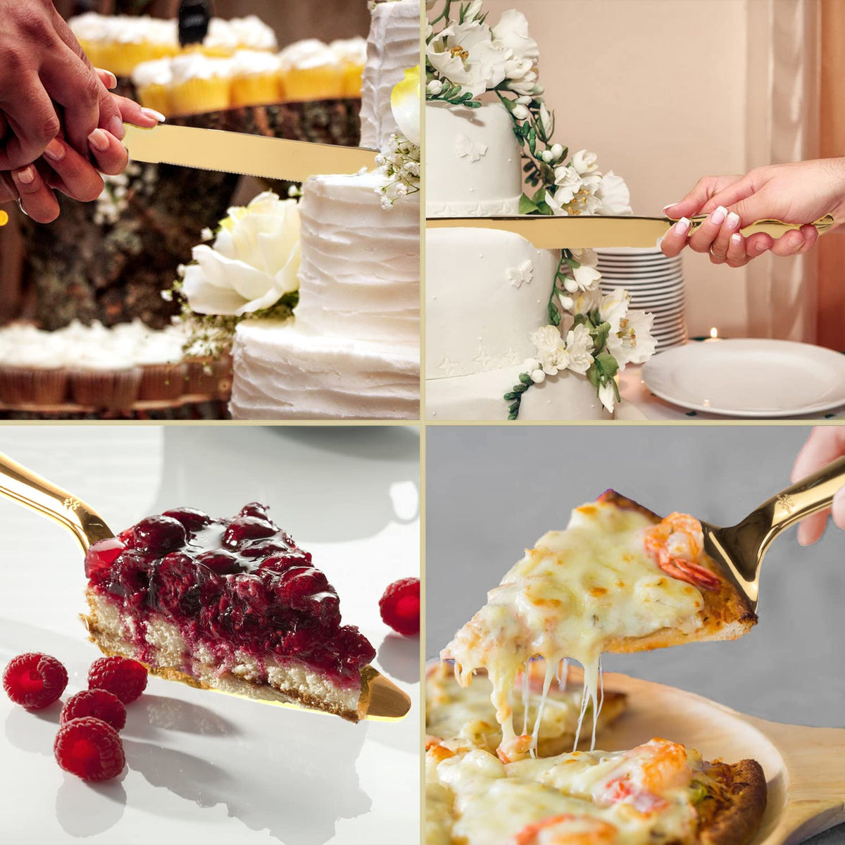 Cake Cutting Set for Wedding, Elegant Cake Knife and Server Set with Thickened Stainless Steel