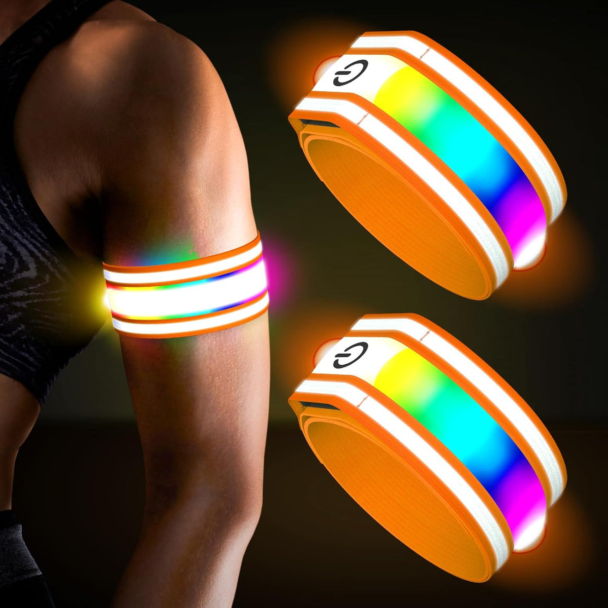 LED Armband for Running(2 Pack),Light Up Arm Bands for Night Walking Running,Rechargeable Lights
