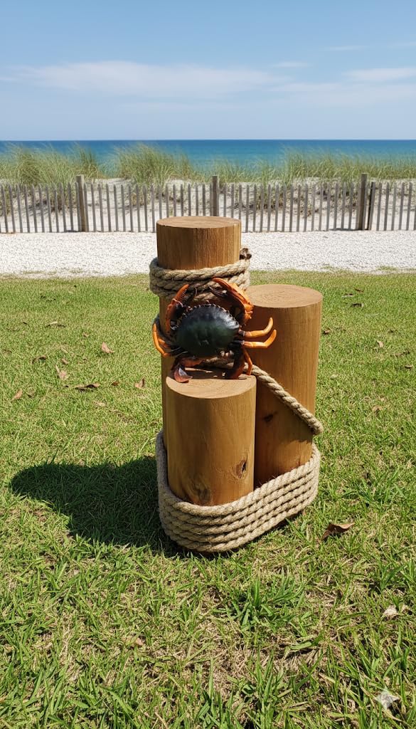 Set of 3 Nautical Wood Piling Decorations – Real Wooden Pier Posts for Coastal, Marine, or Nautical