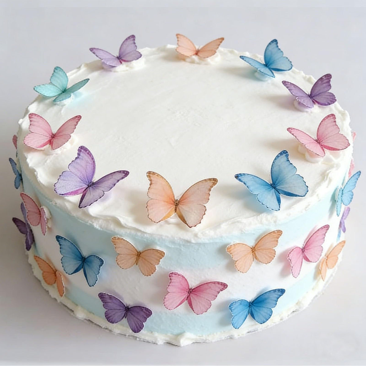GEORLD Edible Wafer Paper Butterflies Set of 48 Purple Colorful Cake Decorations, Cupcake Topper