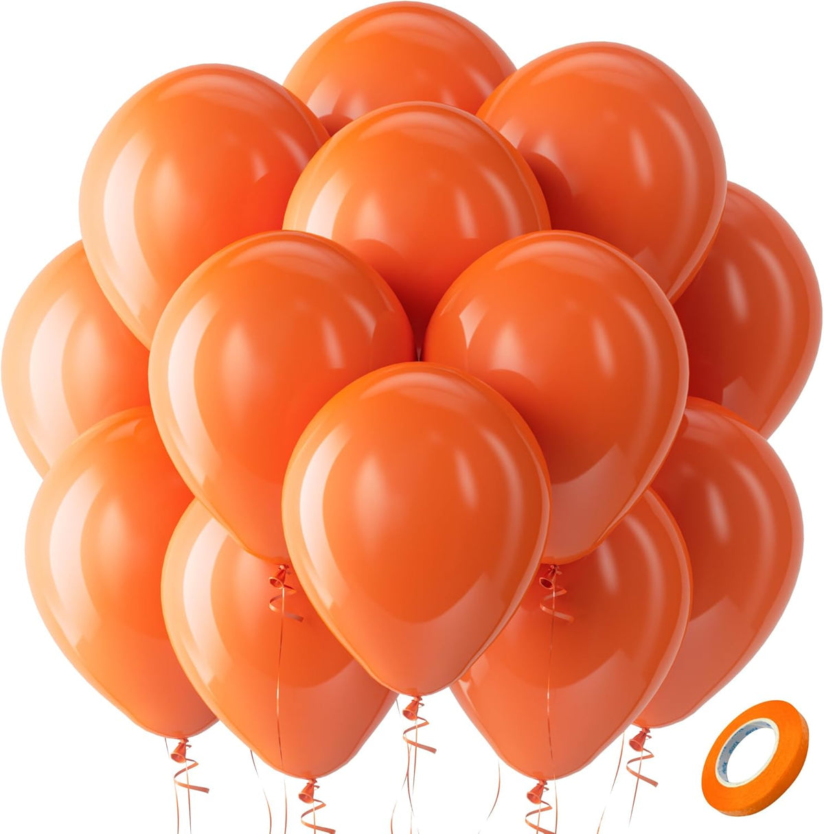 Bezente Orange Balloons Latex Party Balloons - 100 Pack 12 inch Orange Round Helium Balloons for