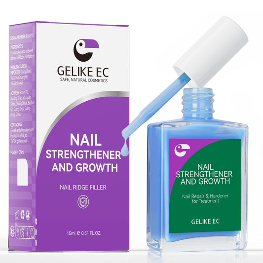 Nail Polish Strengthener and Growth Treatment: Azure Blue 15ml Gelike EC 6 in 1 Natural Nail