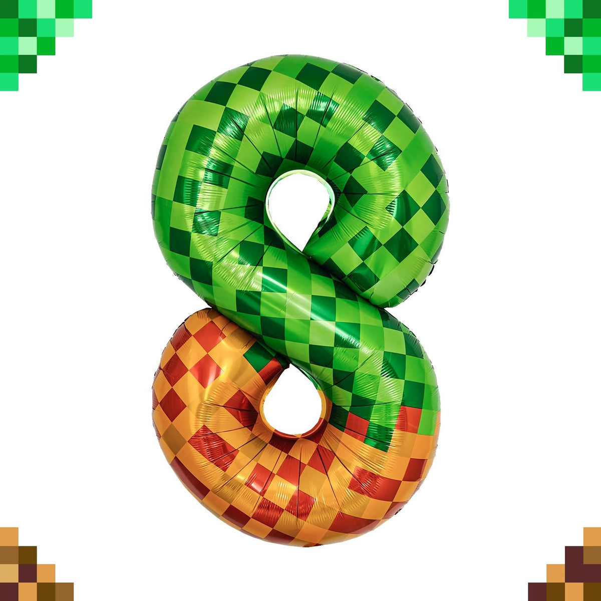 Pixel & TNT Theme 40in Giant Number Balloons - Foil Mylar Birthday Party Decorations for Kids