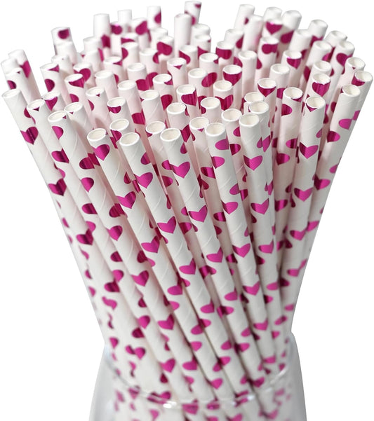 Paper Straws, Disposable Drinking Straws Biodegradable 7.75 inch,for Wedding Birthday Decorative