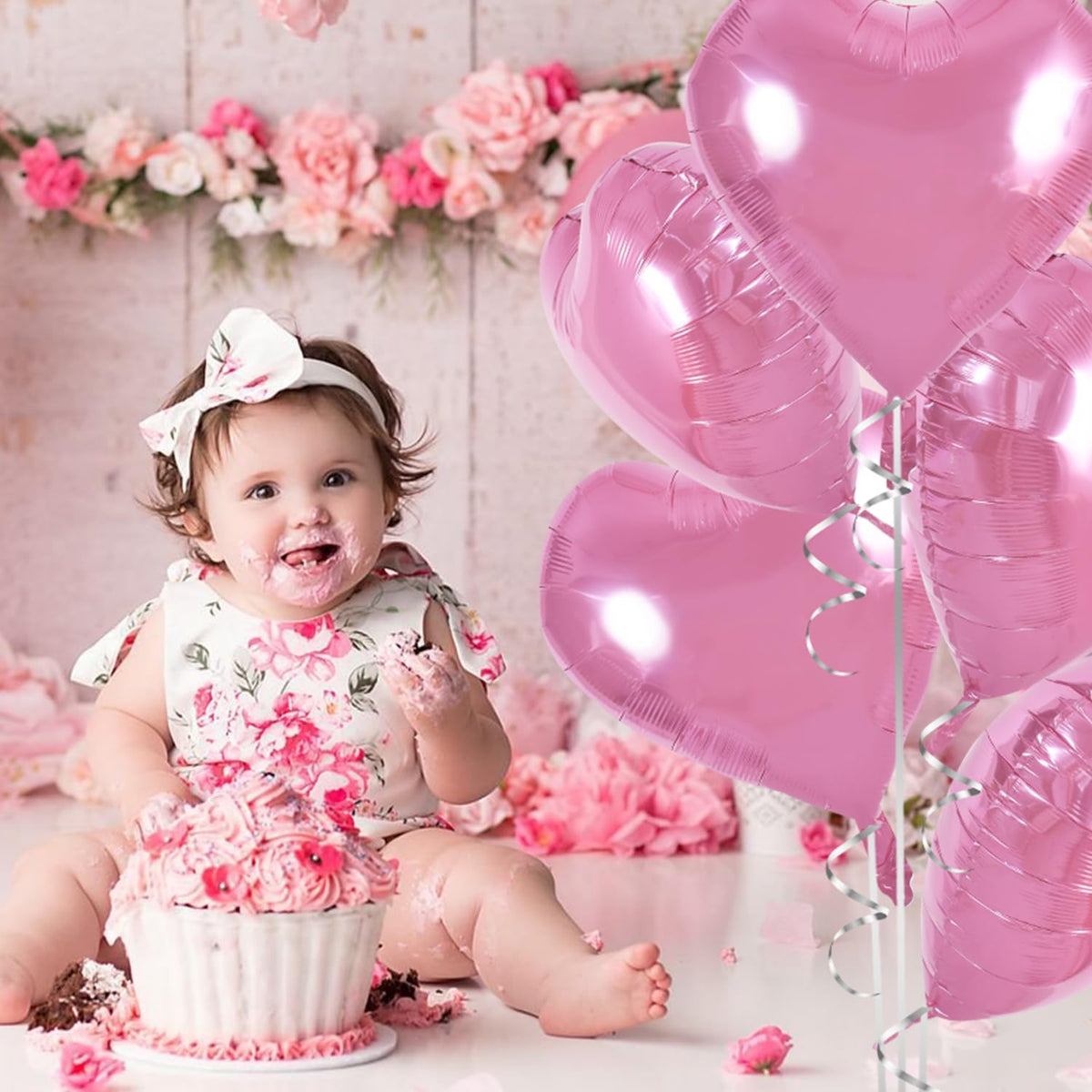 TONIFUL 30Pcs 18 Inch Pink Heart Balloons Pink Heart Shape Foil Mylar Balloons Decoration for
