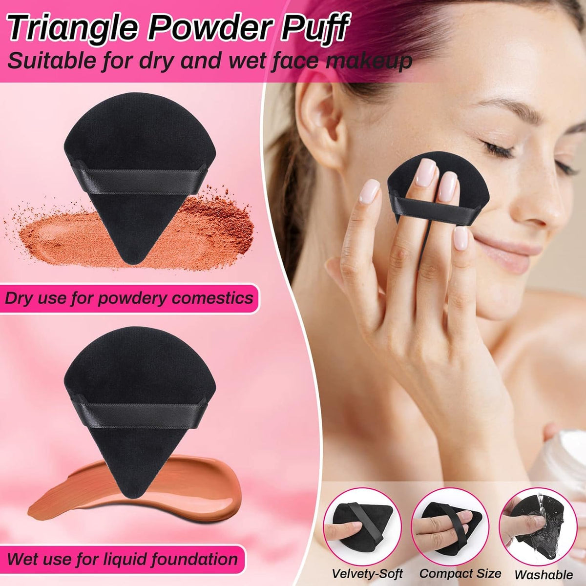 Disposable Makeup Accessories with Makeup Applicators Triangle Makeup Puffs, Mascara wands