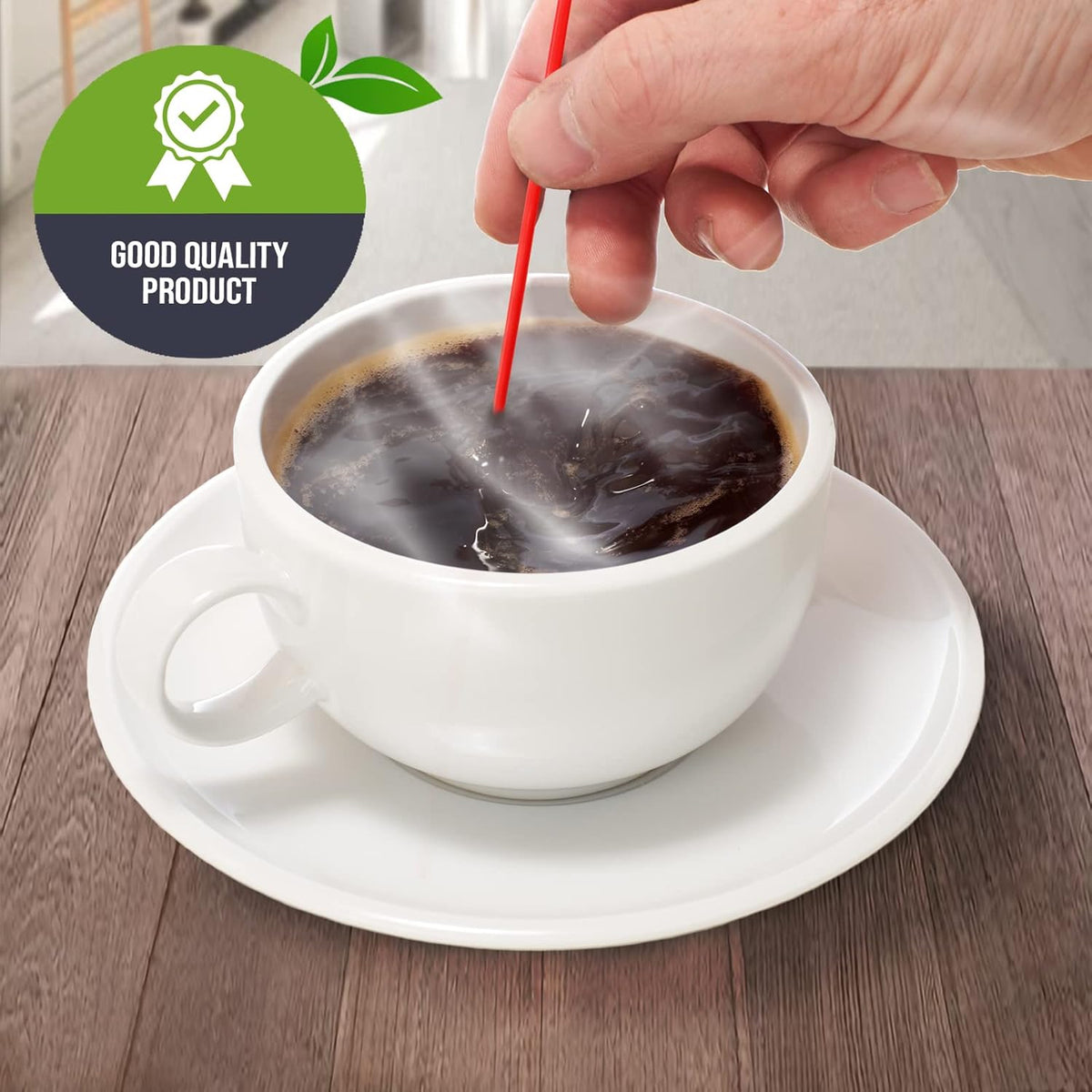 PAMI 1000 Pack Disposable 7 Inch Plastic Coffee Stirrers Straws Red Cocktail Straws for Hot and